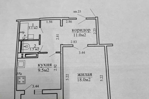 1-комнатная квартира, Рокоссовского просп., за 270 р.