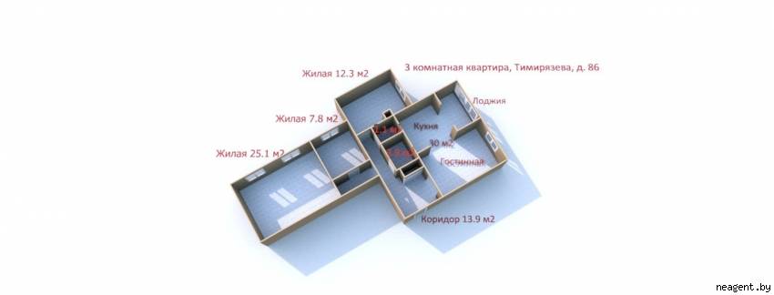 4-комнатная квартира, ул. Тимирязева, 86, 356382 рублей: фото 2