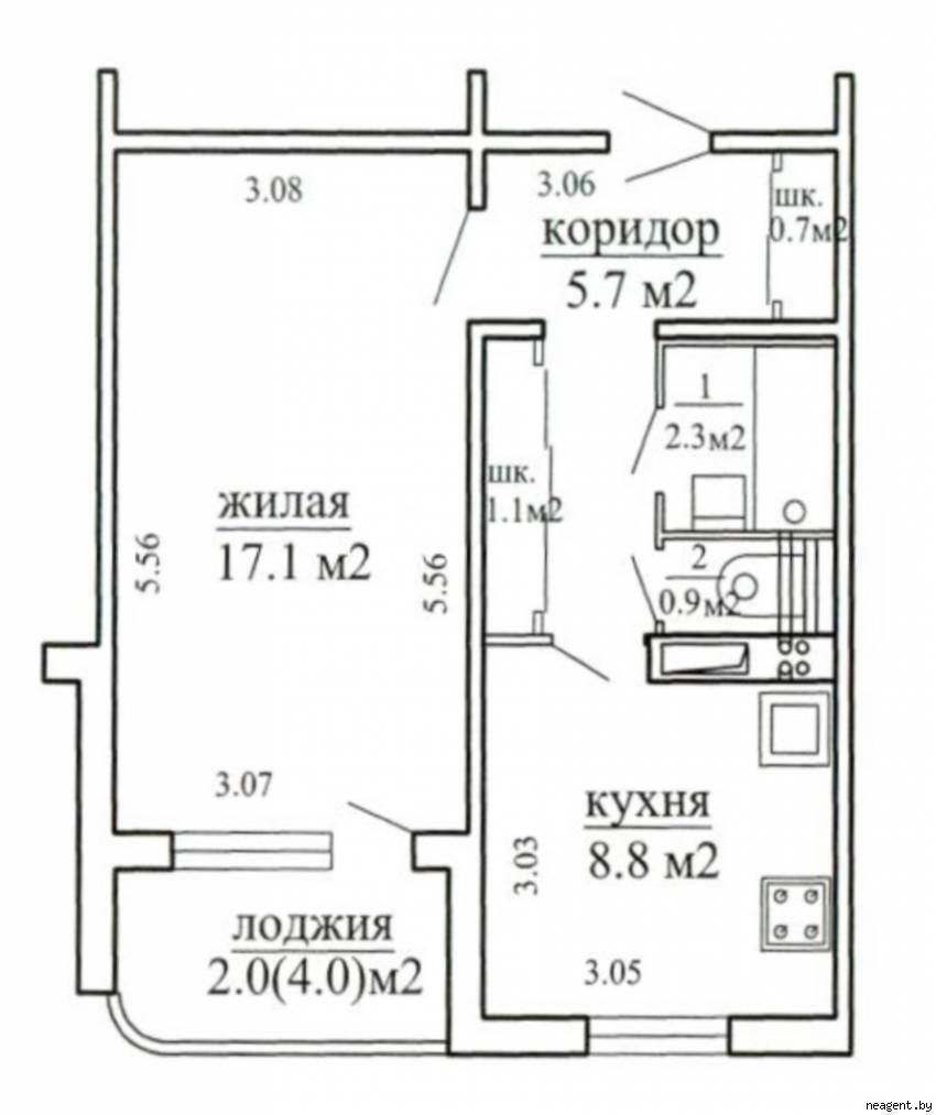 1-комнатная квартира, ул. Лучины, 36, 154000 рублей: фото 1