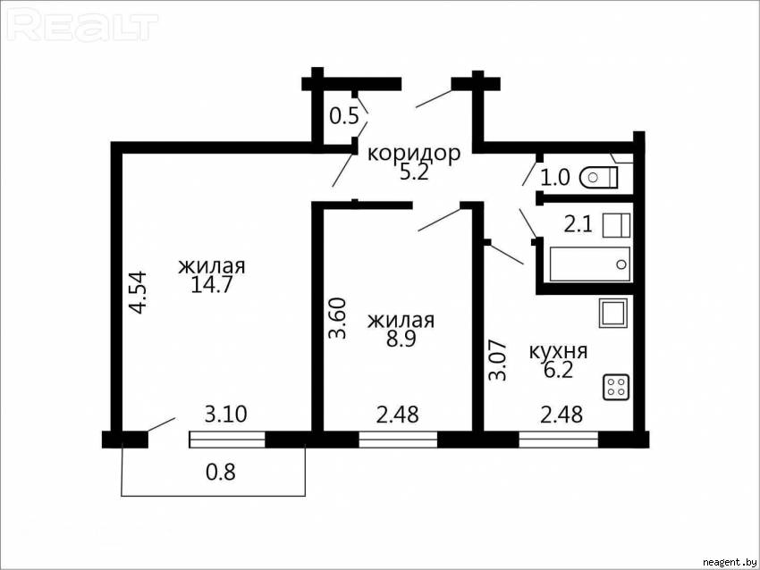 2-комнатная квартира, ул. Ландера, 24, 115935 рублей: фото 1