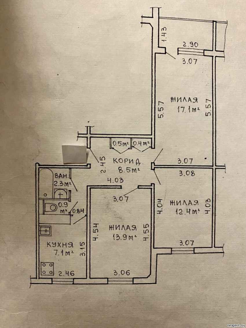 3-комнатная квартира, Слободской проезд, 6, 1177 рублей: фото 14