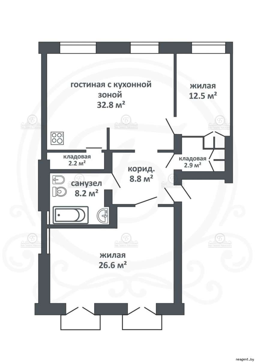 3-комнатная квартира, ул. Кирова, 1, 2040 рублей: фото 16