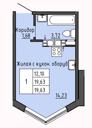 1-комнатная квартира, ул. Брестская, 3, 24263 рублей: фото 2