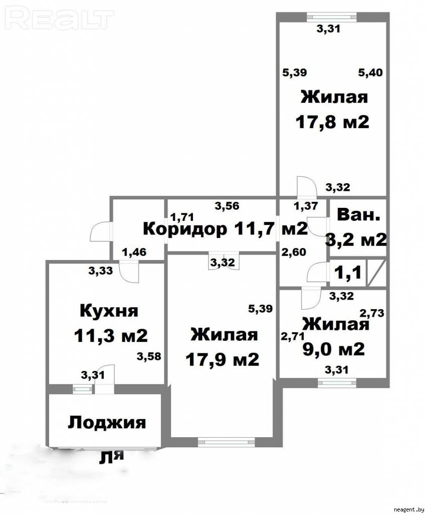 3-комнатная квартира, ул. Чичурина (Домбровка), 12, 14020 рублей: фото 16