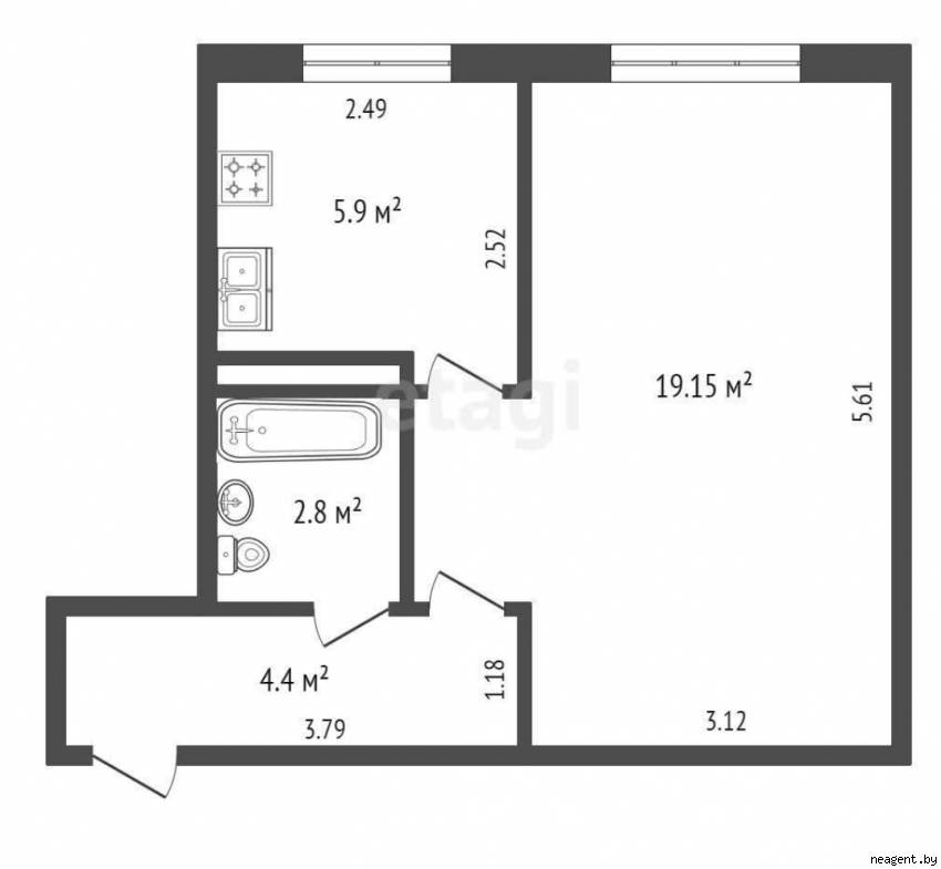 1-комнатная квартира, ул. Каховская, 41, 146133 рублей: фото 1
