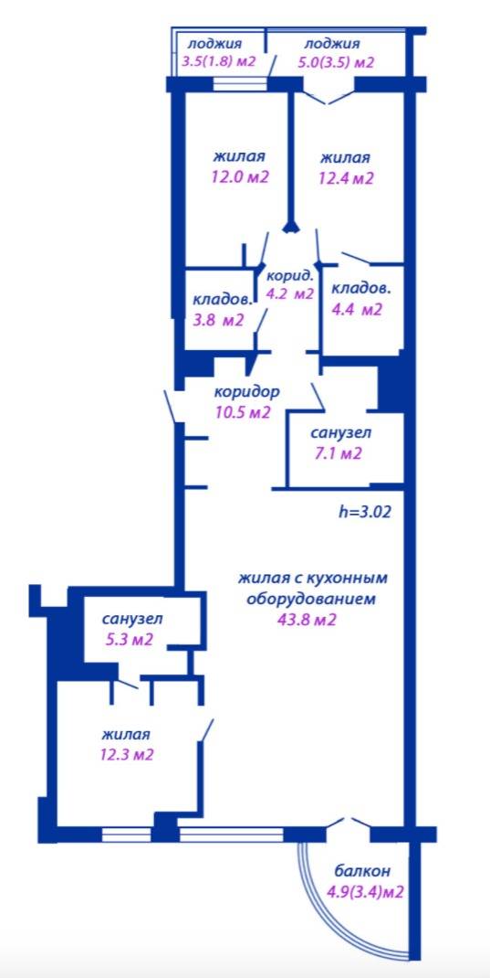 4-комнатная квартира, ул. Сторожевская, 6, 2600 рублей: фото 25