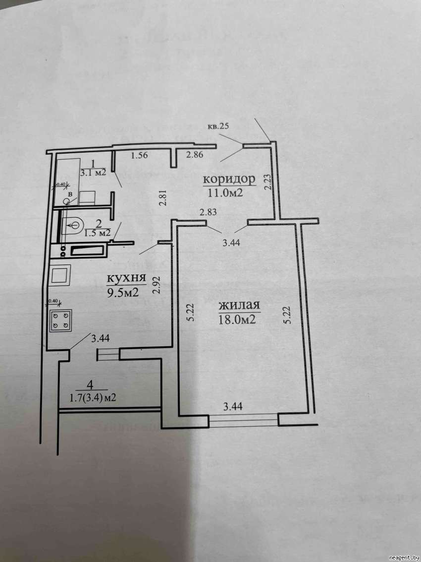 1-комнатная квартира, Рокоссовского просп., 76/1, 872 рублей: фото 18