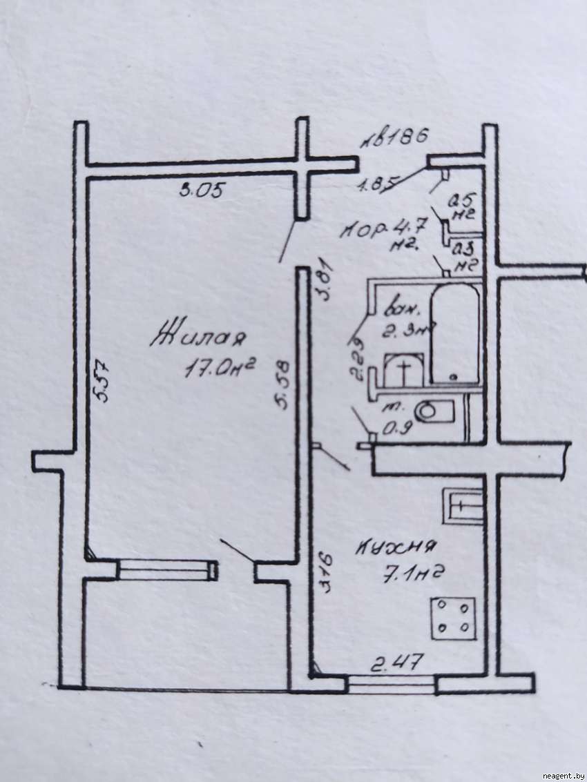 1-комнатная квартира, Тикоцкого, 14, 636 рублей: фото 7