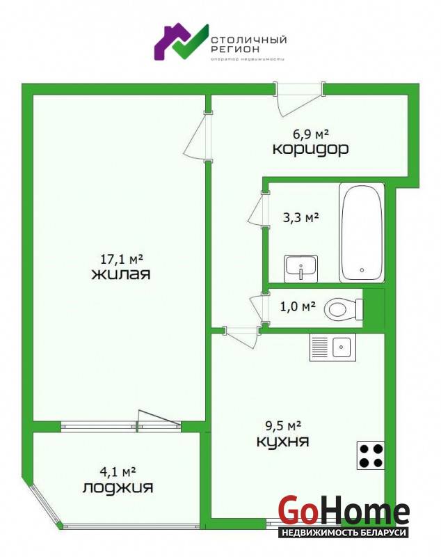 1-комнатная квартира, ул. Притыцкого, 41, 872 рублей: фото 11
