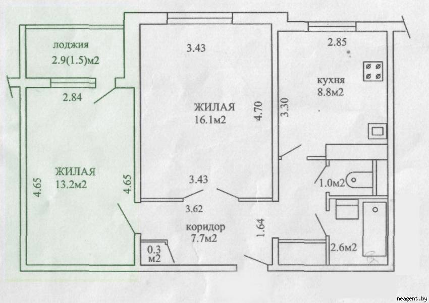 2-комнатная квартира, Рокоссовского просп., 18/1, 1162 рублей: фото 2