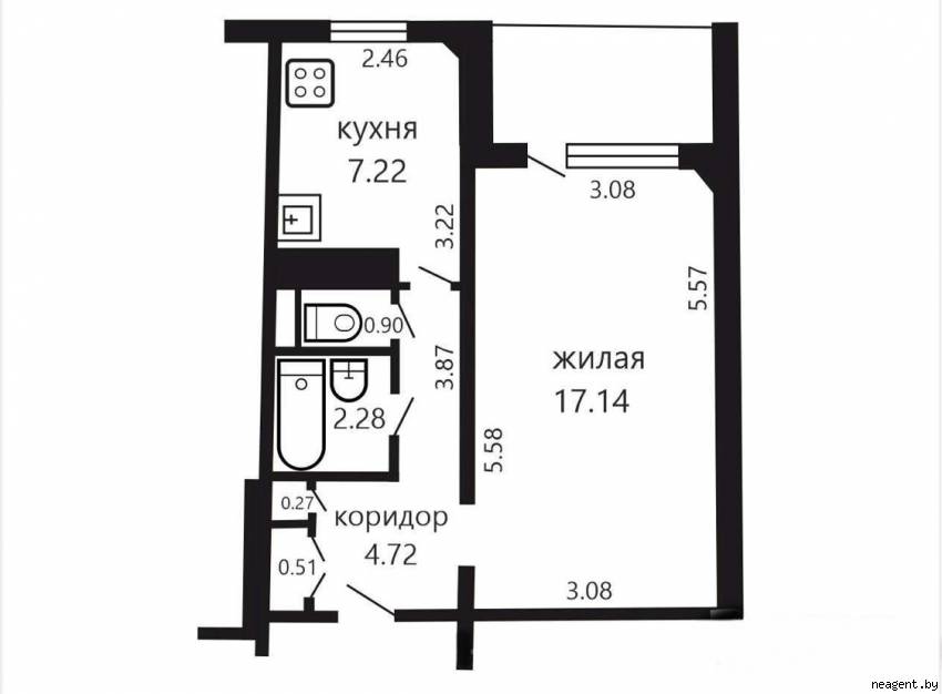 1-комнатная квартира, ул. Герасименко, 58/2, 157968 рублей: фото 12