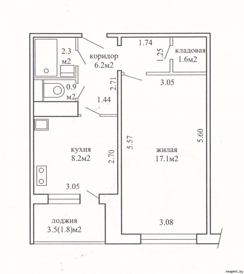 1-комнатная квартира, ул. Илимская, 43, 177215 рублей: фото 1