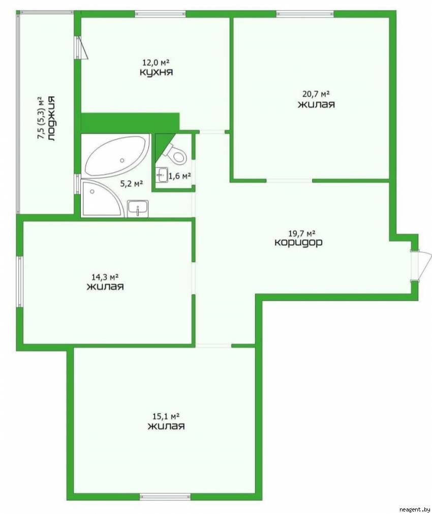 3-комнатная квартира, ул. Героев 120 Дивизии, 23, 1863 рублей: фото 18