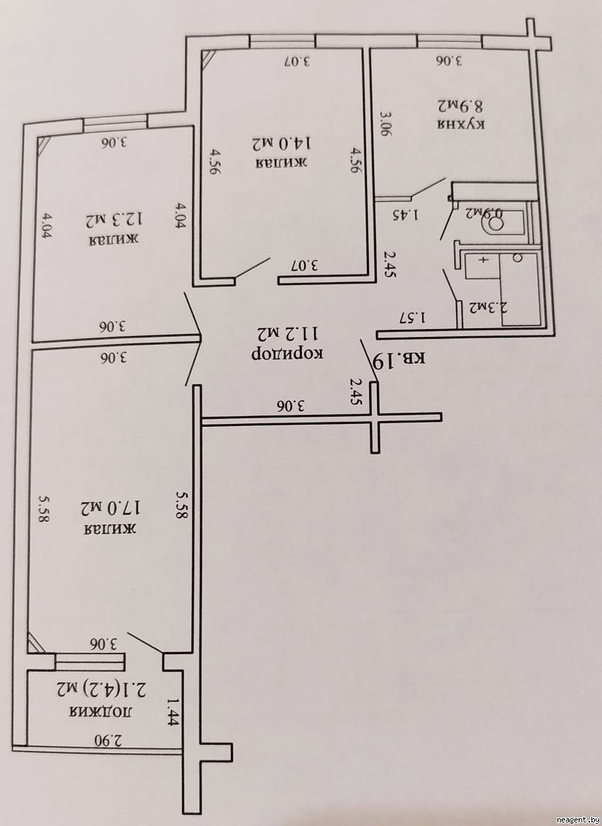 3-комнатная квартира, Рыбалко, 4/2, 1429 рублей: фото 1