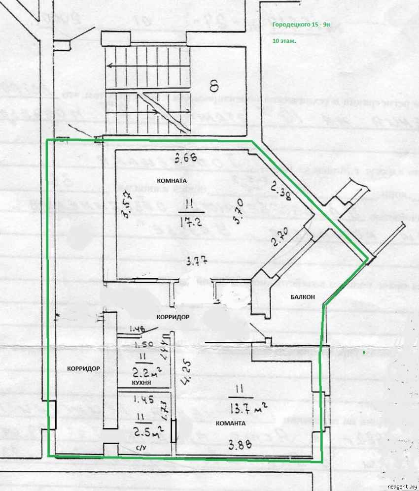 2-комнатная квартира, ул. Городецкая, 15, 550 рублей: фото 10
