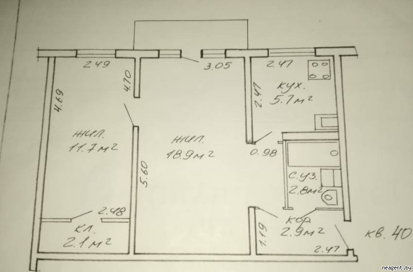 2-комнатная квартира, ул. Харьковская, 80/3, 1100 рублей: фото 23