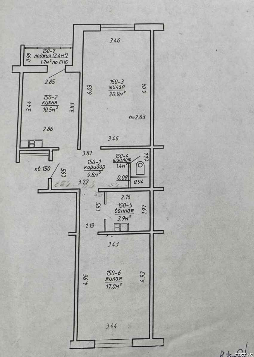2-комнатная квартира, ул. Грушевская, 73, 1950 рублей: фото 18
