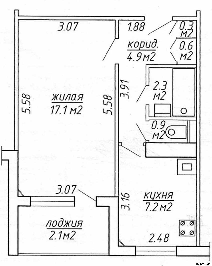 1-комнатная квартира, ул. Лобанка, 89, 852 рублей: фото 8