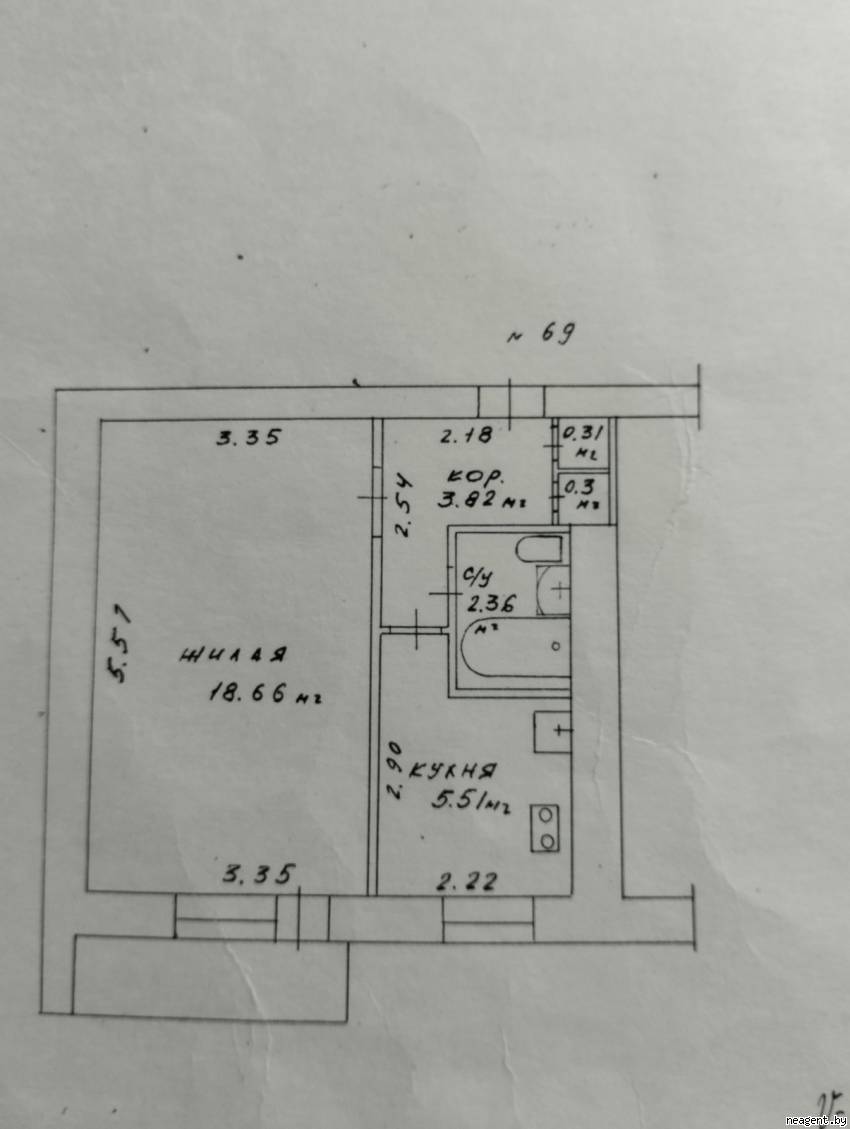 1-комнатная квартира, Кабушкина, 76, 52900 рублей: фото 11
