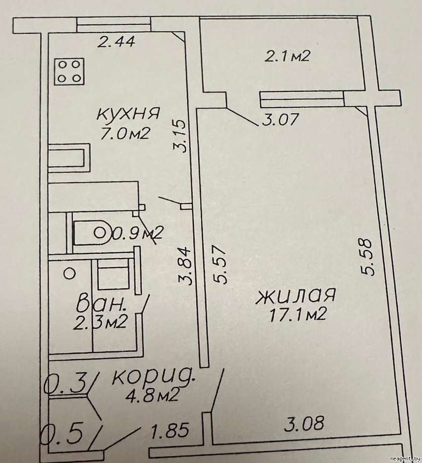 1-комнатная квартира, ул. Острошицкая, 15, 1000 рублей: фото 1
