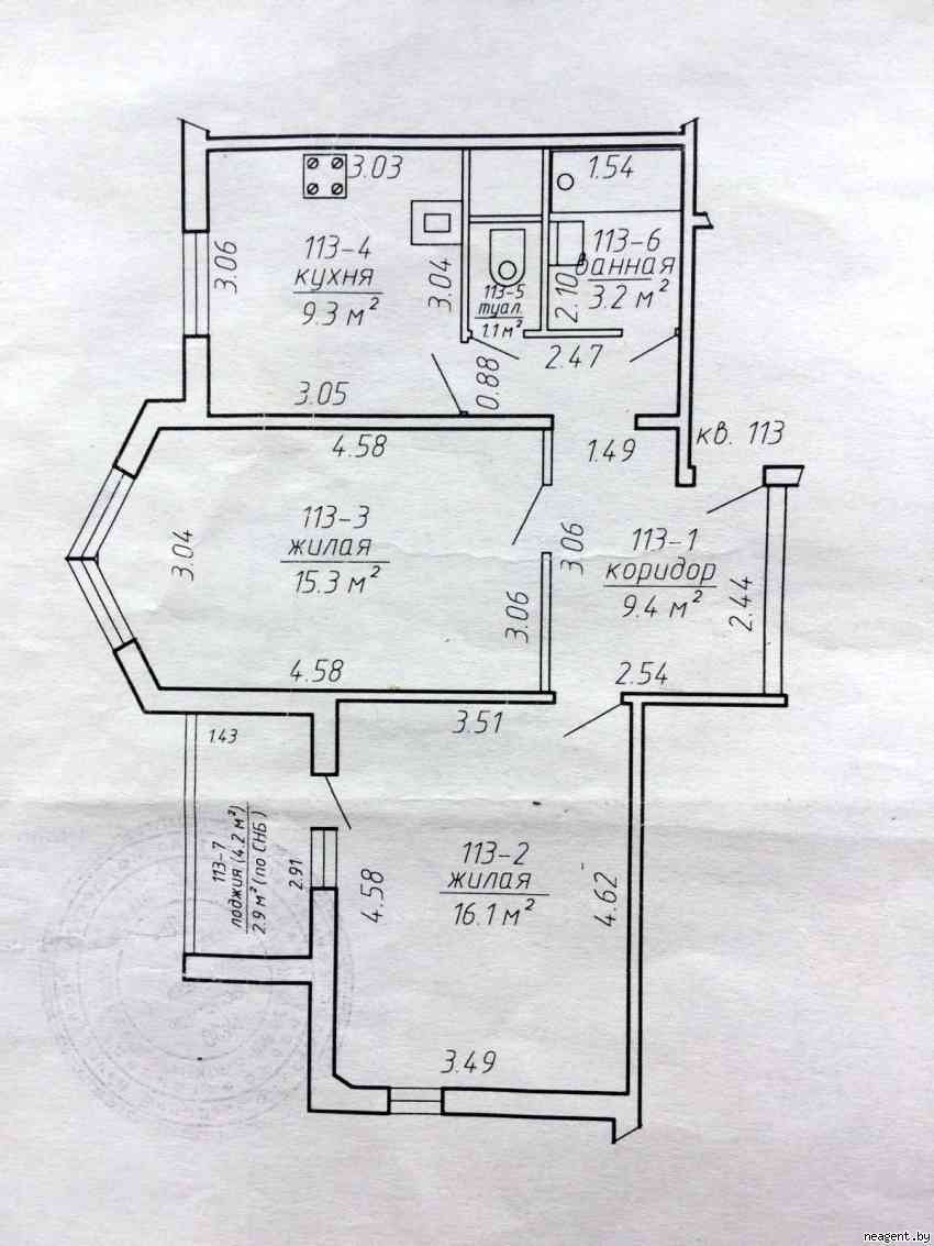 2-комнатная квартира, Некрашевича, 12, 1300 рублей: фото 16