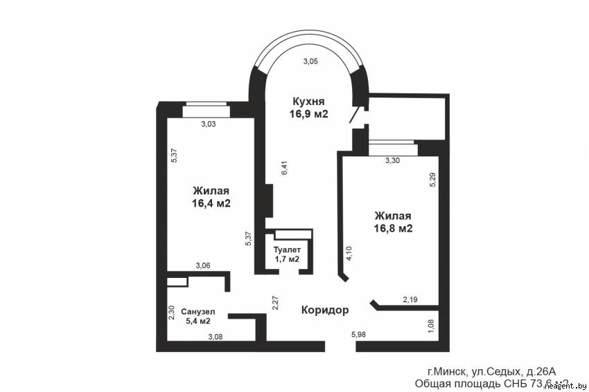 2-комнатная квартира, ул. Седых, 26/А, 376704 рублей: фото 32