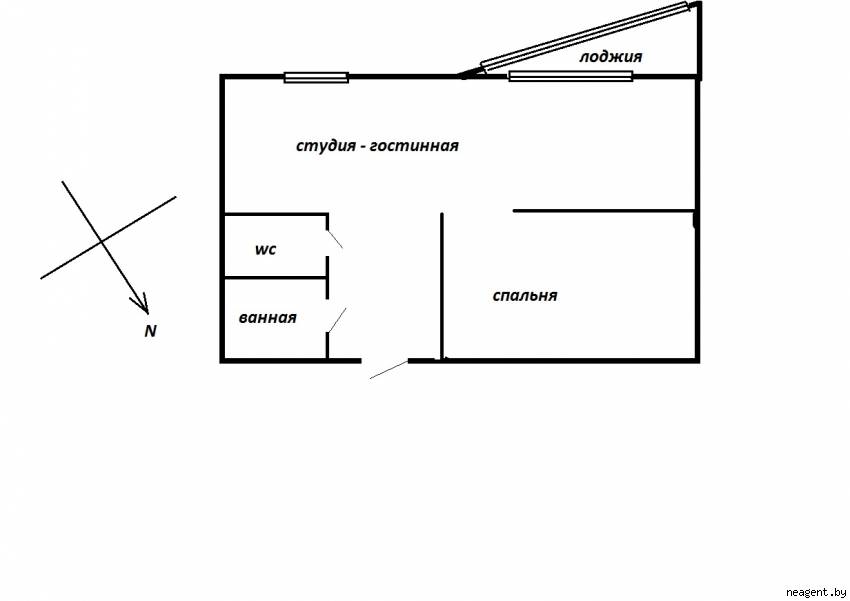 1-комнатная квартира, ул. Мястровская, 31, 1300 рублей: фото 2