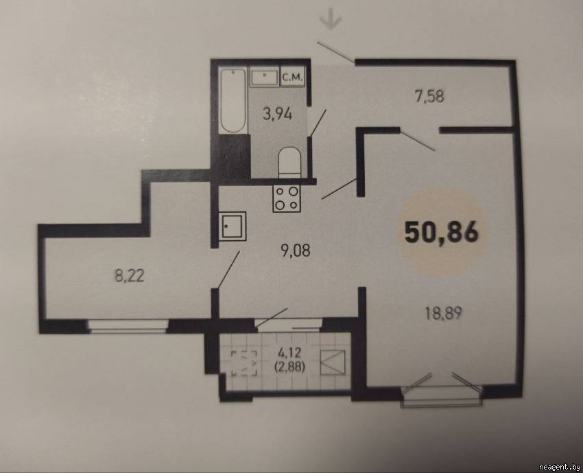 2-комнатная квартира, ул. Николая Камова, 3, 1850 рублей: фото 21