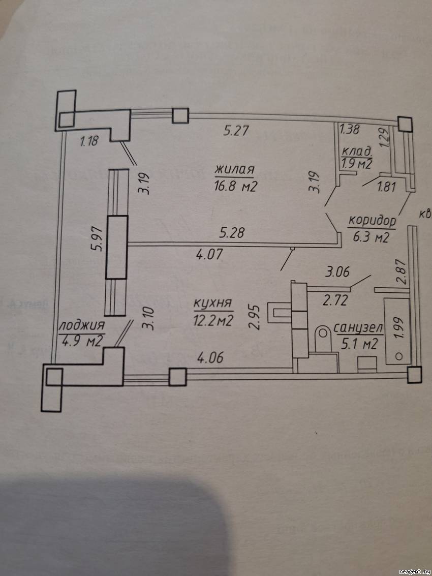 1-комнатная квартира, ул. Юрия Семеняко, 4, 1222 рублей: фото 17
