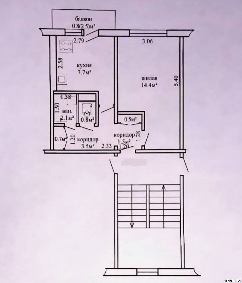 1-комнатная квартира, Настасича, 6, 350 рублей: фото 1