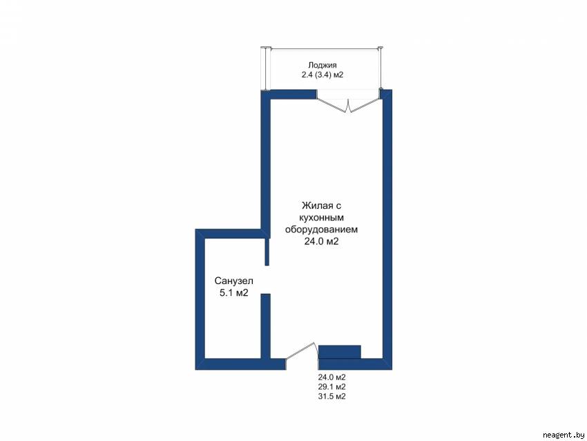 1-комнатная квартира, ул. Братская, 8, 1569 рублей: фото 18