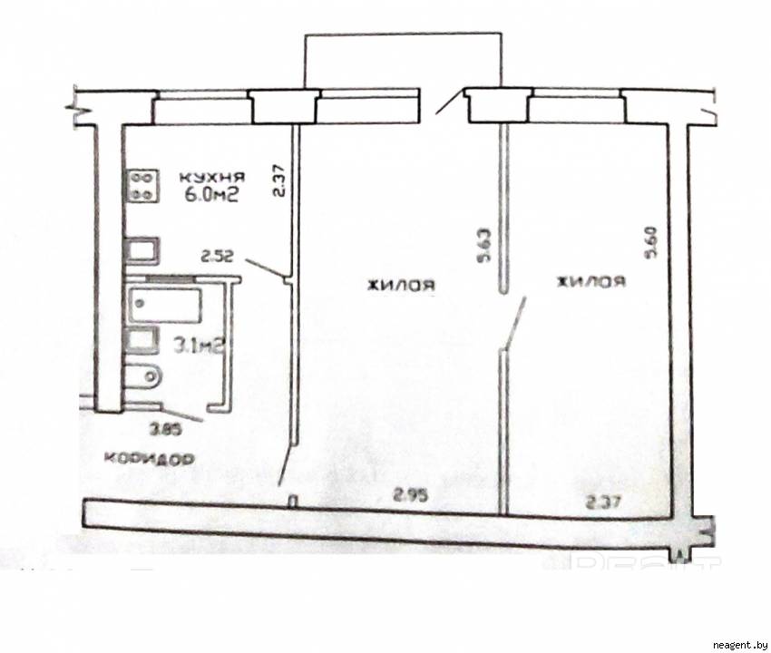 2-комнатная квартира, ул. Филатова, 6, 1050 рублей: фото 13