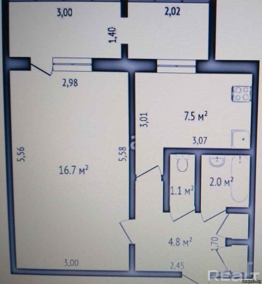 1-комнатная квартира, ул. Воронянского, 52, 1000 рублей: фото 14