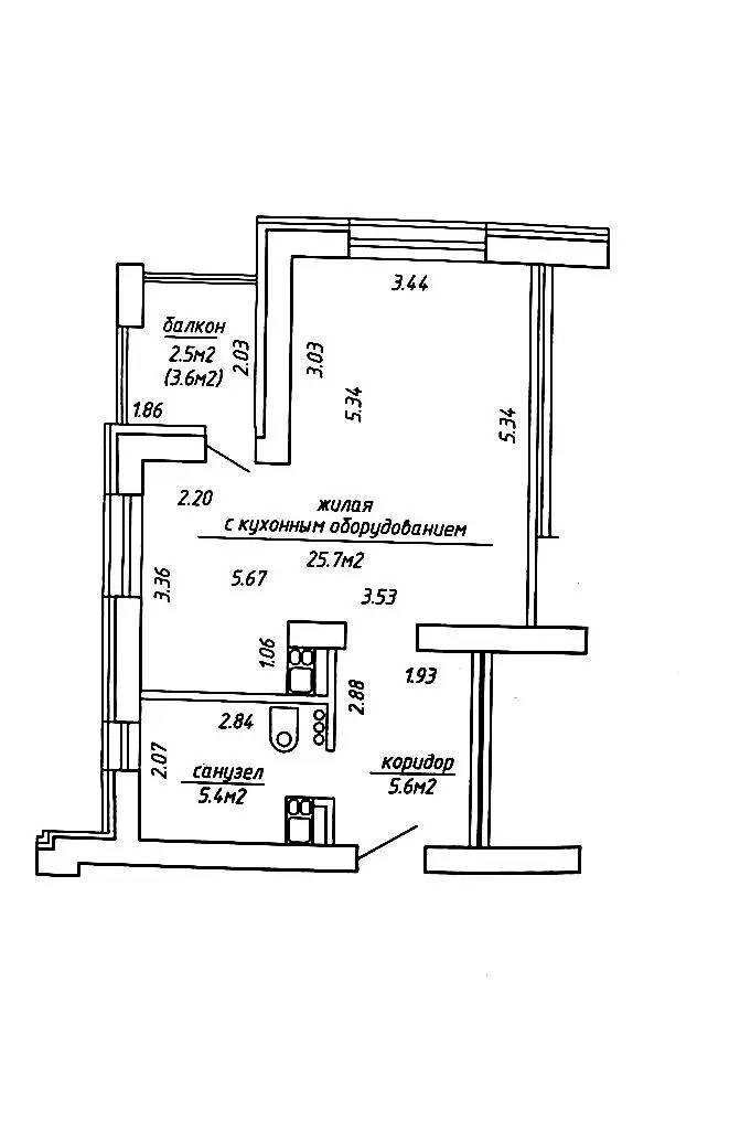 1-комнатная квартира, ул. Леонида Беды, 26, 1529 рублей: фото 19