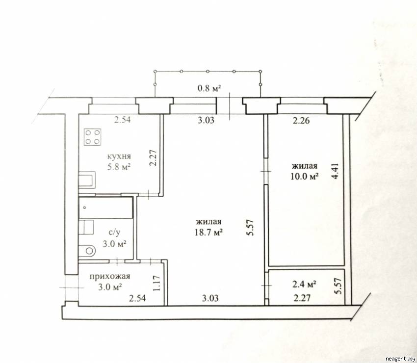2-комнатная квартира, ул. Щербакова, 30, 1153 рублей: фото 11
