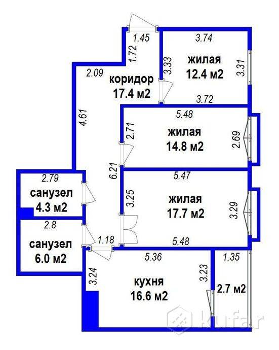 3-комнатная квартира, ул. Тимирязева, 134, 700000 рублей: фото 2