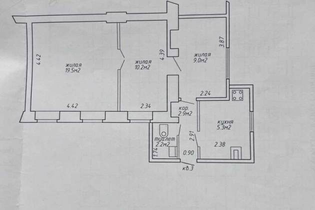 3-комнатная квартира, Днепровская ул., за 203626 р.